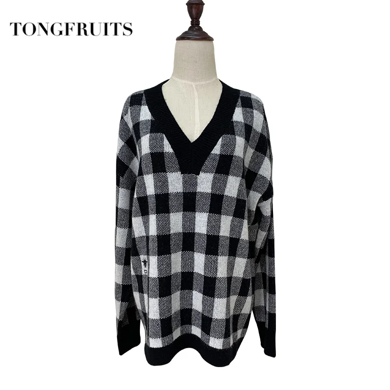 Женский свитер с v-образным вырезом в Корейском стиле осенне-зимний базовый