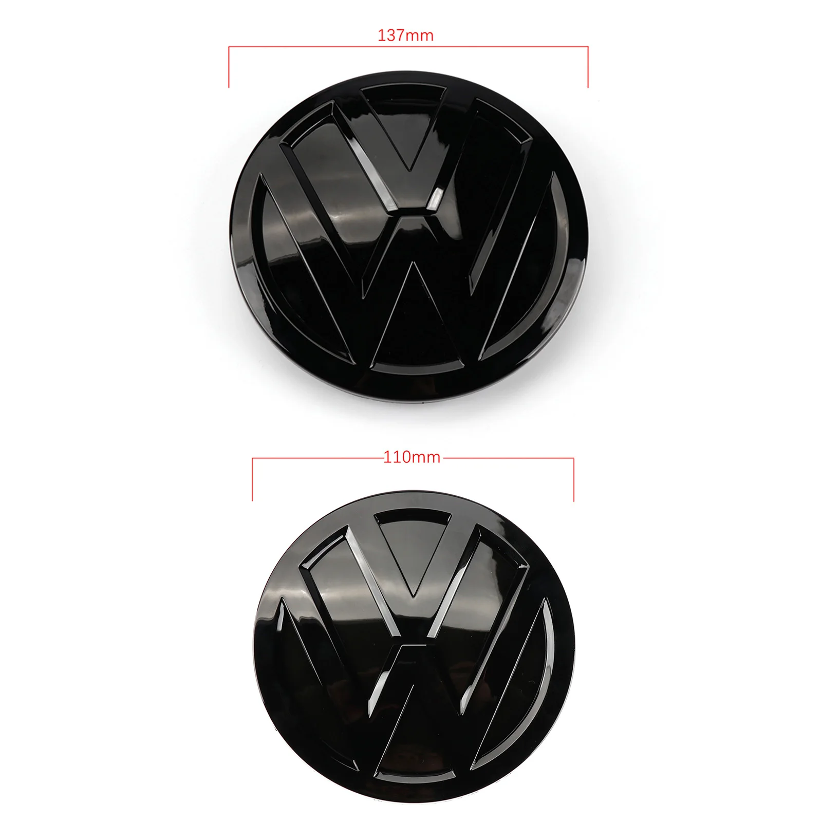 Блестящий черный 137 мм значок переднего гриля + 110 Задняя Крышка багажника эмблема