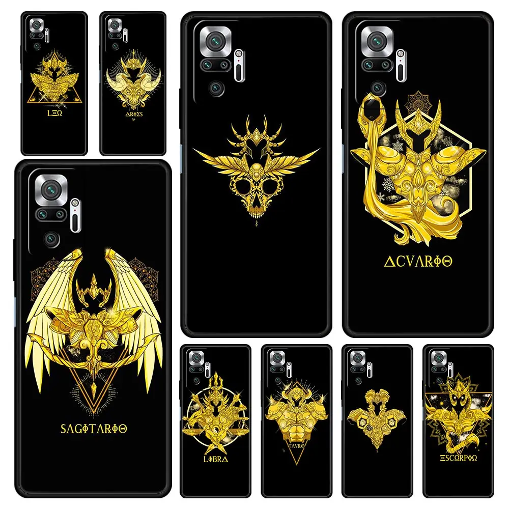 

Anime Saint Seiya Logo Funda For Xiaomi Redmi Note 9S 9 8 11 10 Pro 7 8T K40 9C 9A 7A 8A Black Soft Silicone Phone Coque Cover