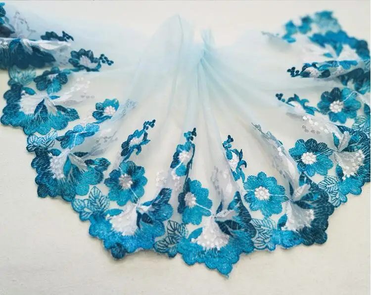 Горячее предложение! 1 м/лот Высокое качество 20 см синий зеленый вышивка