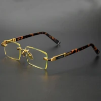 acetate rimless reading glasses natural crystal stone lens hyperopia presbyopia glasses fashion man woman high quality