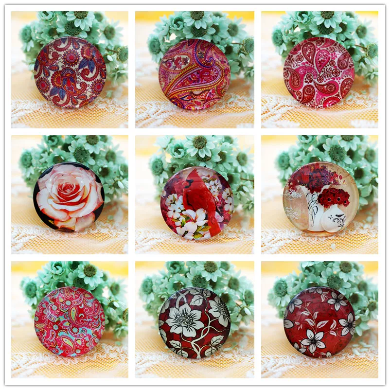 High grade 10PCS/lot Round 25MM Mixed Pattern Glass Cabochon for Cameo Base Setting Jewelry Accessories hand made Supplies | Украшения и