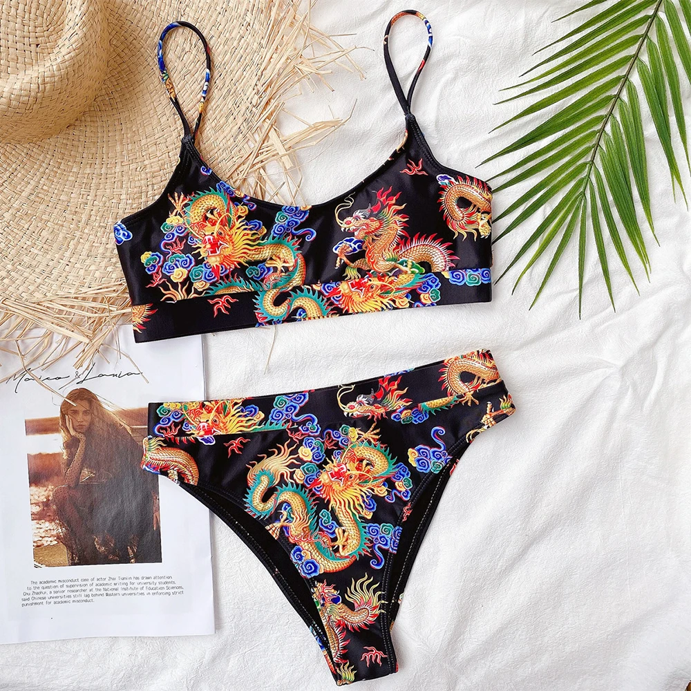 

2020 Sexy Bandeau Bikini Women Swimsuit Push Up Swimwear Female Printed High Waist Bathing Suits Summer Beach Wear Swimming Suit