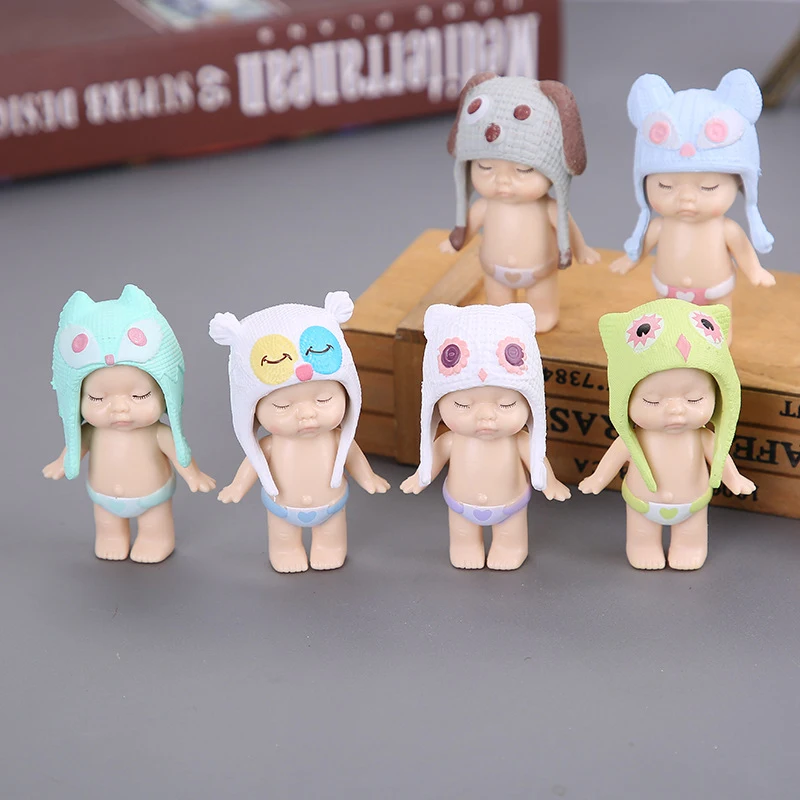 6pcs 6 шт., милая миниатюрная фигурка ангела для малышей, кавайная шапка, спальный Кукольный дом, декоративная статуя людей из мультфильмов, украшение для торта, игрушка - Цвет: 6pcs