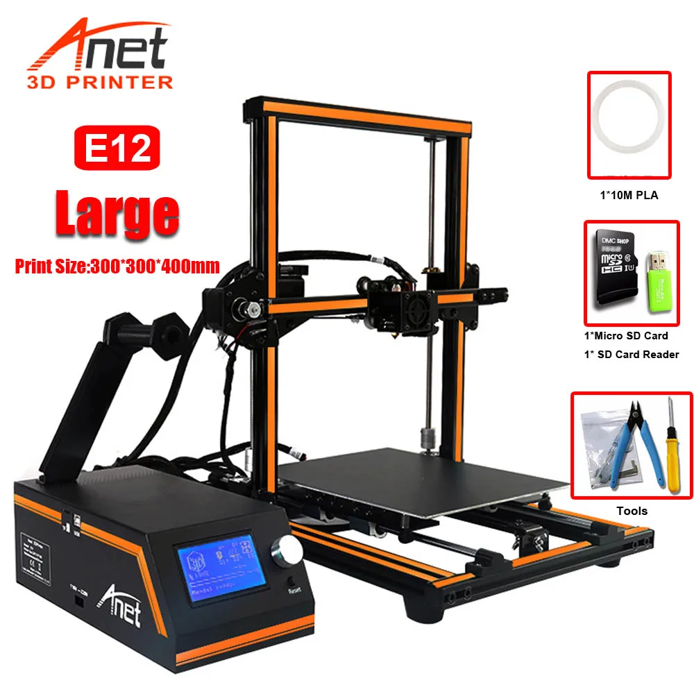Anet A8 Plus E16 E12 E10 Большой размер Настольный FDM DIY 3d Принтер Комплект Prusa i3 Impresora 3D Imprimante 3D простая сборка - Цвет: E12 3D Printer