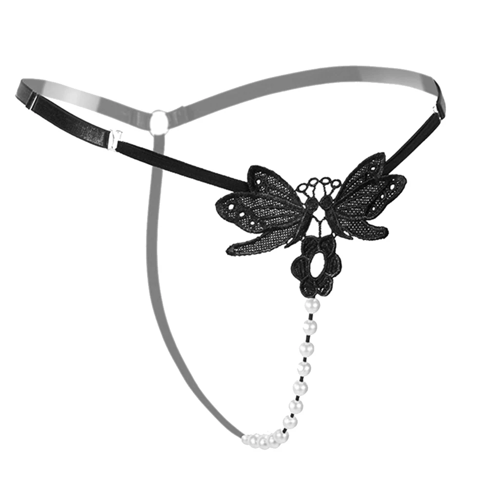 Женские Кружевные Трусы стринги с бабочками заниженной талией и искусственным
