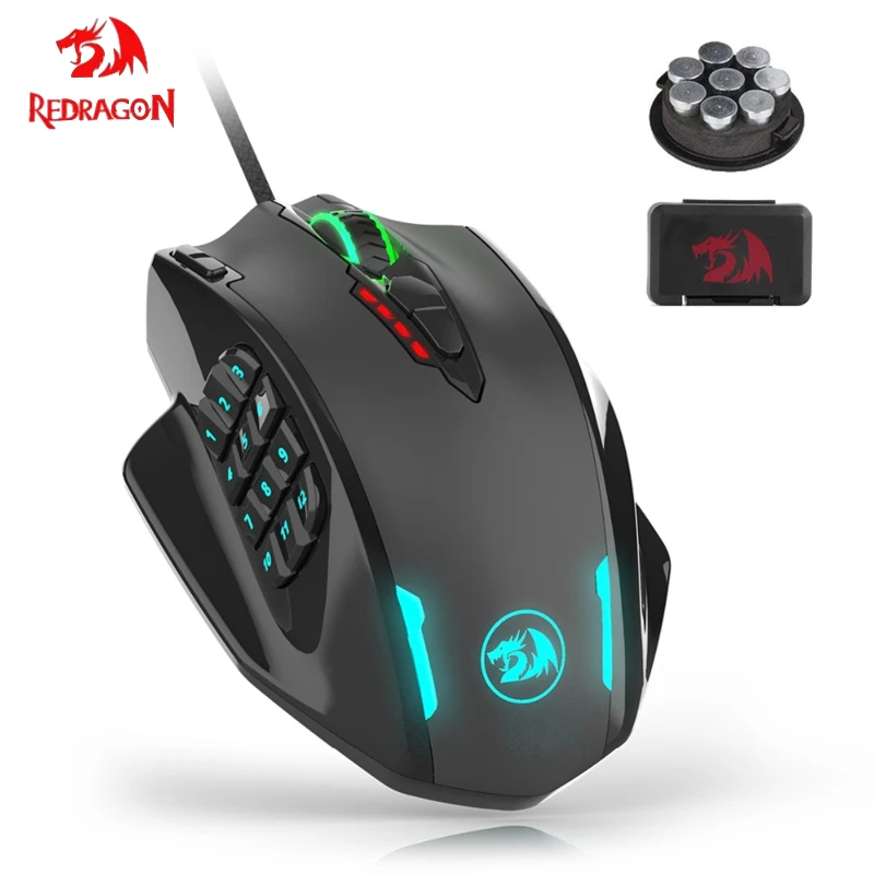 

Redragon M908 Impact RGB LED MMO Mouse with Side Buttons Optical Wired Gaming Mouse with 12400DPI High Precision