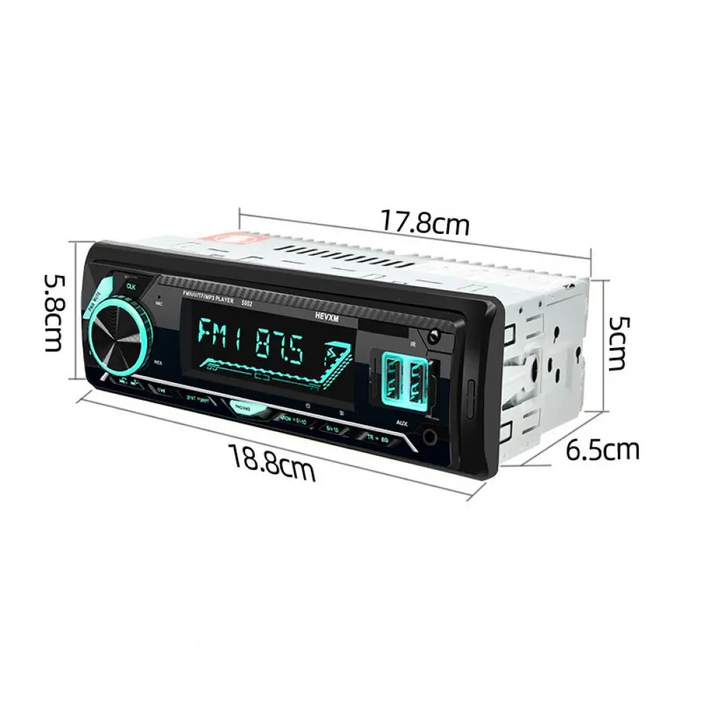 

5002 Car MP3 Player Bluetooth APP Control Black Dual USB Quick Charging Color Light Version Colorful Lights Player for Vehicles