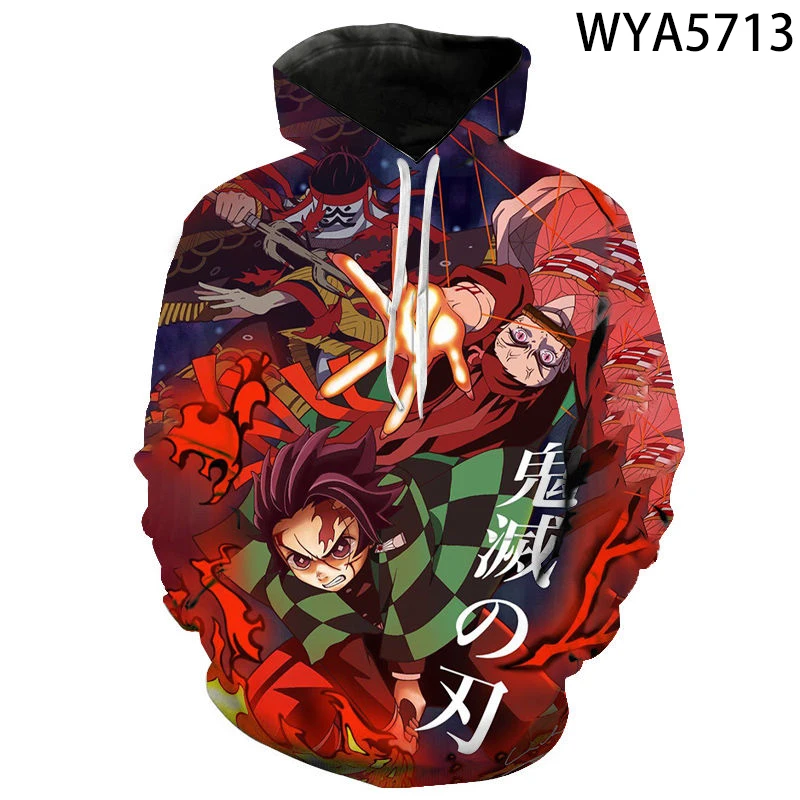 

Толстовка Kimetsu No Yaiba для мужчин и женщин, свитшот с длинным рукавом, с 3D принтом, уличная одежда для мальчиков и девочек