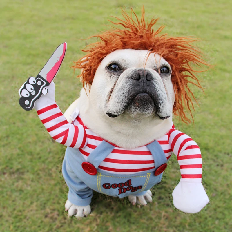 

Dog Costumes Funny Clothes Chucky Style Funny Pet Clothes Dog Cosplay Costume Sets Novelty Clothing For Bulldog Pug