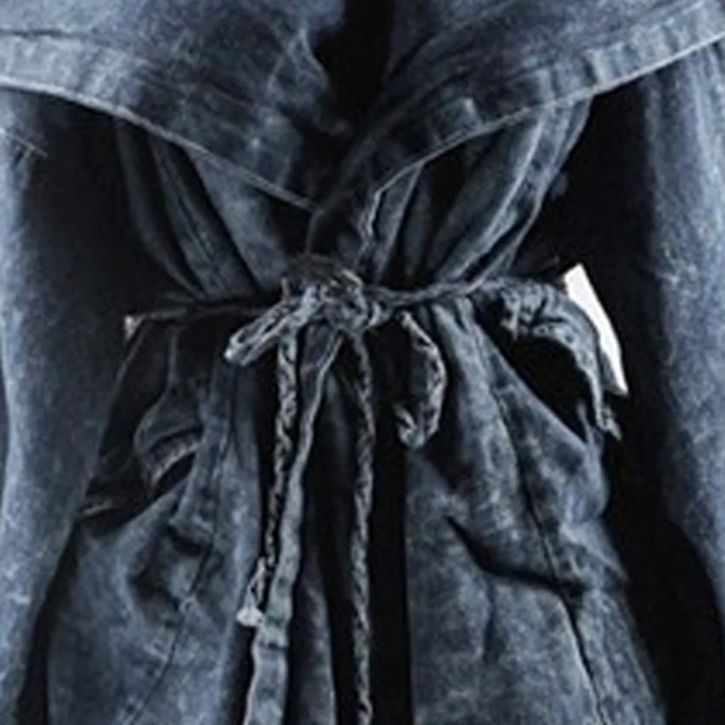 Vintage Women Denim Ripped Jackets Casual Blue Jean Jacket Coats Autumn Winter Fashion Short Streetwear Outerwears#3