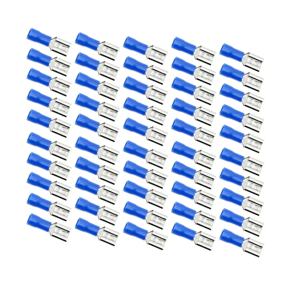 

50 Pieces 6.3mm 14-16 AWG Insulated Female Spade Wire Crimp Terminal