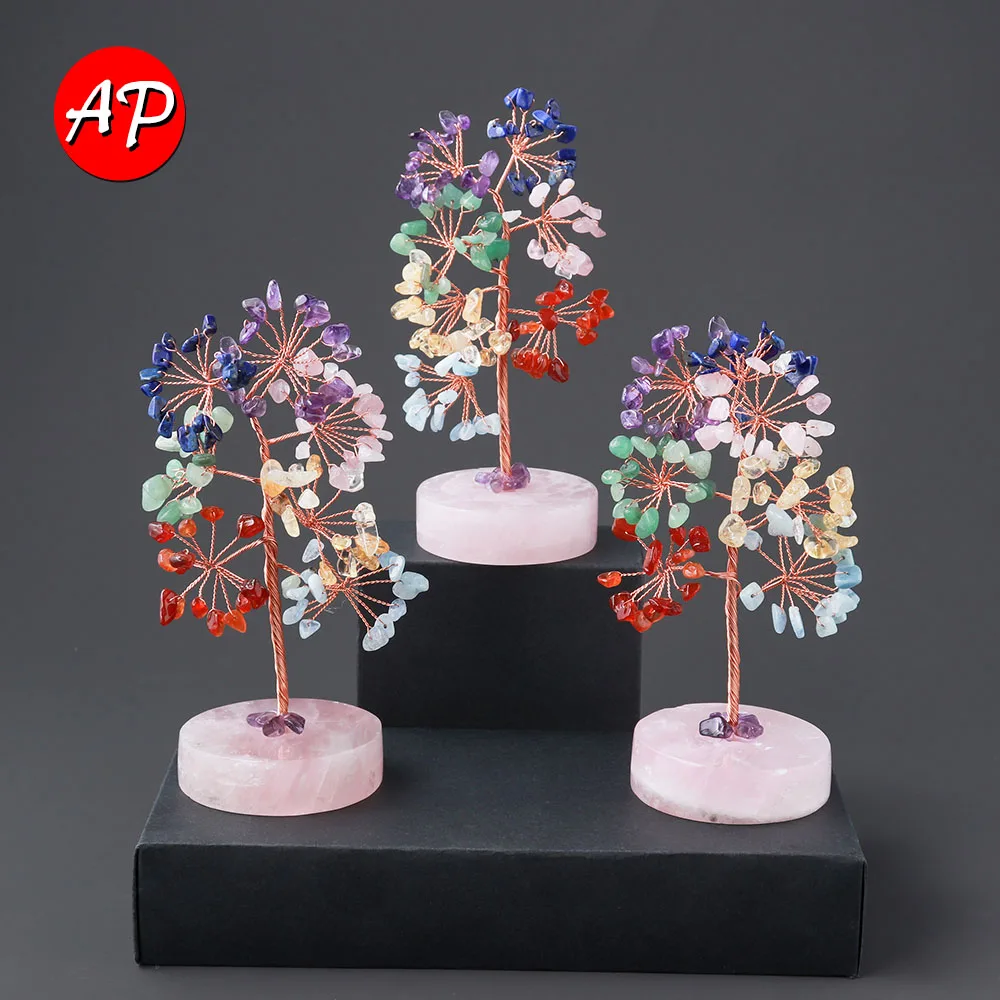 

1PC Seven Chakras Natural Crystal Seven Color Gem Healthy Energy Feng Shui Crystal Tree For Home Decoration