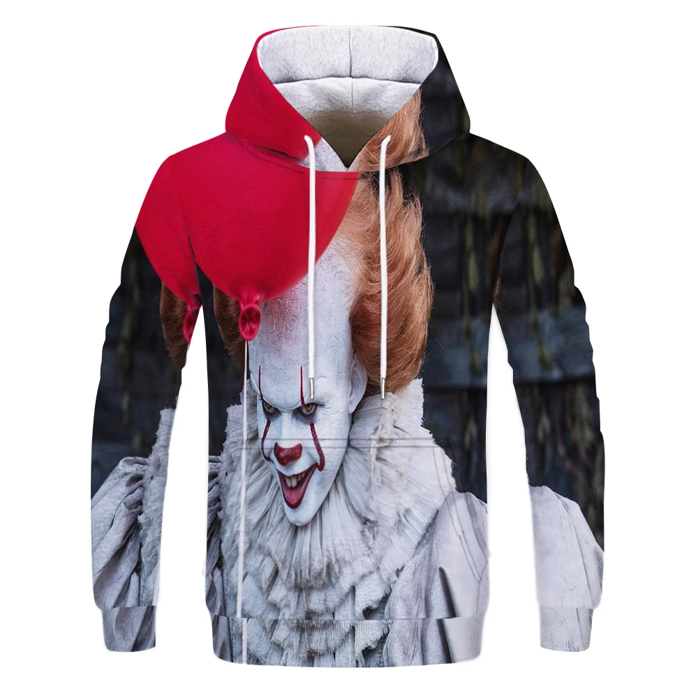 Фильм ужасов It: два члена Стивен Кинг клоун PennyWise 3D Толстовка Косплей Костюм