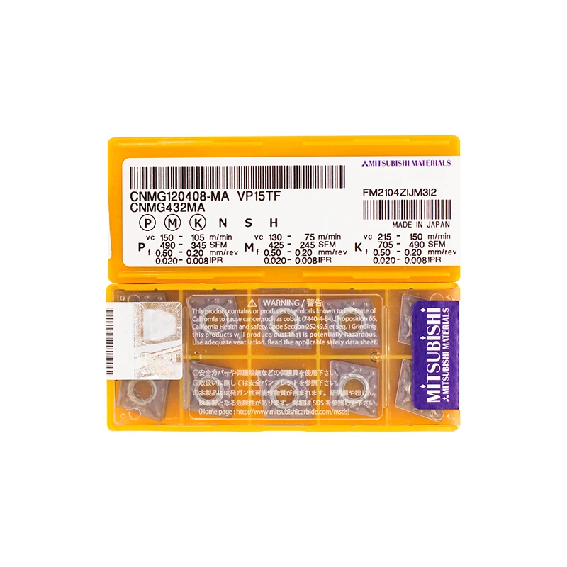 

Genuine MITSUBISHI CNMG120408-MA VP15TF Carbide Insert Lathe CNC Tools