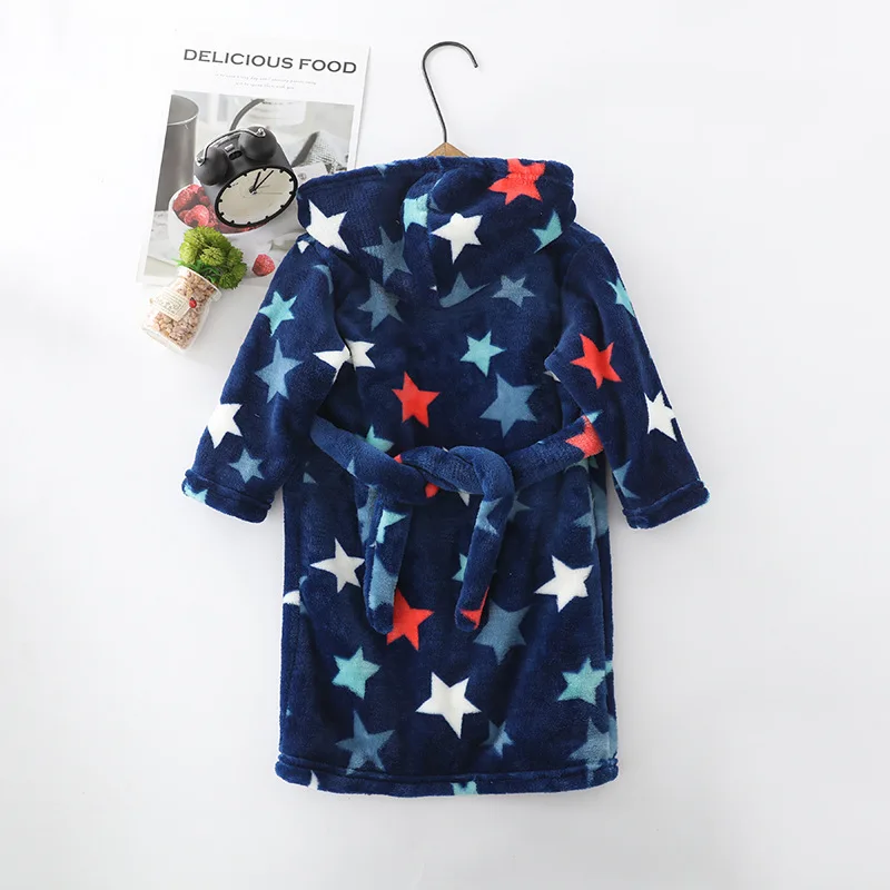 Новая мягкая детская одежда для сна на осень и зиму фланелевый теплый банный