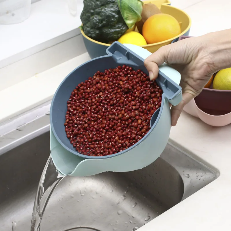 Двойной Слои поднос плодоовощ сливная корзина дом фруктов и овощей мобильный