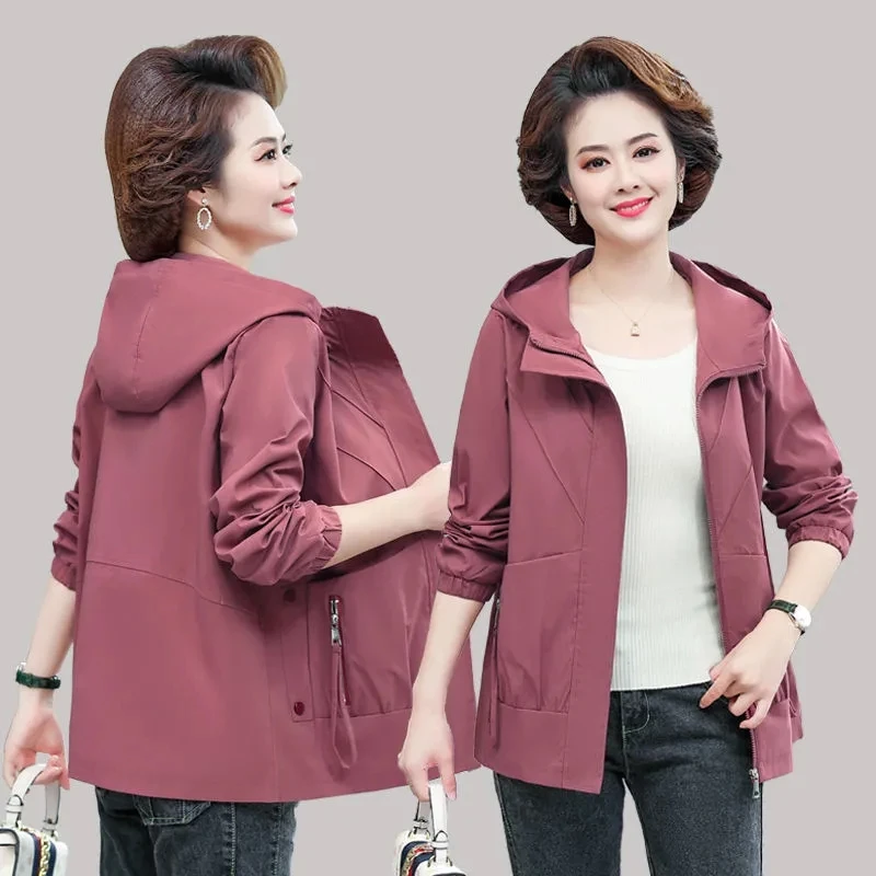 

Ветровка женская с капюшоном, на весну/осень, 5XL