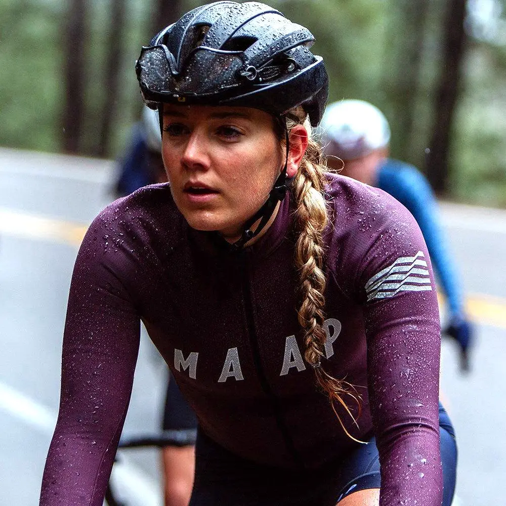 

Maap 2020 Top quality bright orange green Women team cycling jersey long sleeve spring and autumn mountain bike sports top