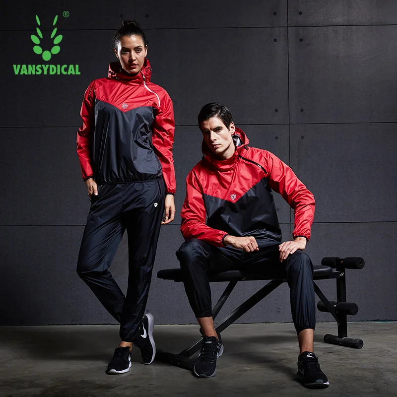 VANSYDICAL Sauna Suit Hoodies Pullover Sportswear Mens Gym Clothing Set Running Fitness Weight Loss Sweating Sports Jogging Suit