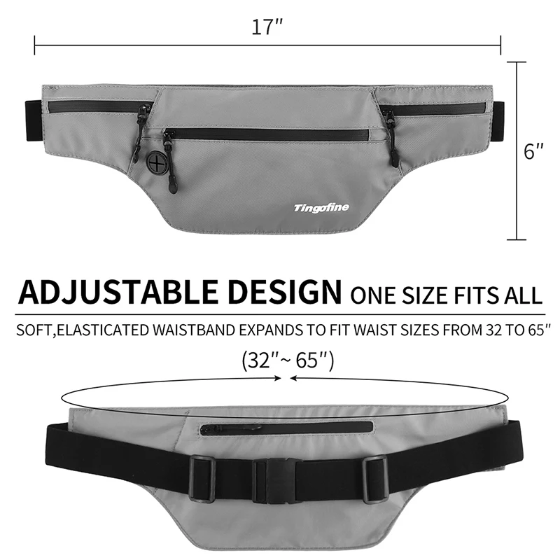 Large Capacity Waterproof Fabric Sport Running Bag Belt Outdoor Fitness Waist Pack Pouch GYM Double Zipper Pocket Waist Bags