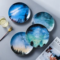 star universe plate set high quality ceramic tableware dinner plate dessert dishes kitchen decoration 8 inch