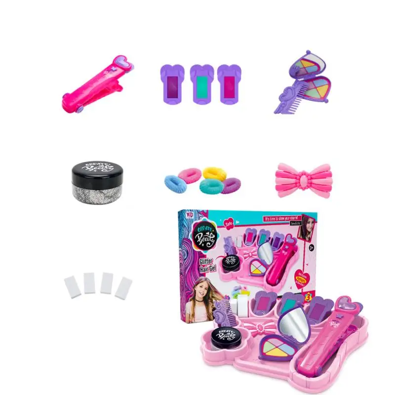 

Girls Fashion Makeup Set Hair Dyeing Kit Washable Makeup Tools Kids Makeup Toys With Stylish Bag Children Beauty Pretend Play