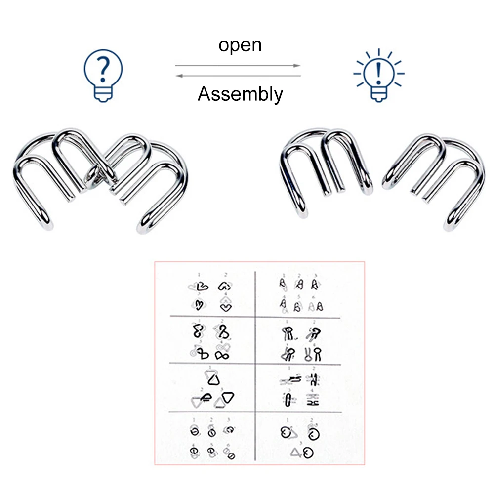 

8Pcs 15Pcs/set Puzzles Game Metal Wire Puzzle Mind Brain Teaser Educational Toys For Adults Children Kids Game Classic Toy