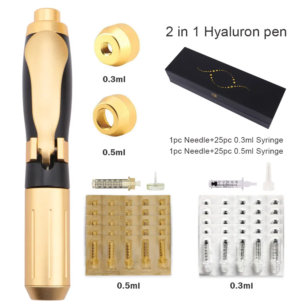 

2 In 1 Hyaluron Pen Hyaluronic Pressurized Pen Hialuron Gun Mesotherapy Gun Ampuole Syringe 0.3&0.5ml Hyaluronic Acid Lip Filler