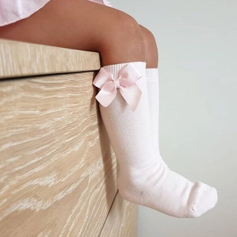 Носки для маленьких девочек до колена с бантом милые детские носки принцессы