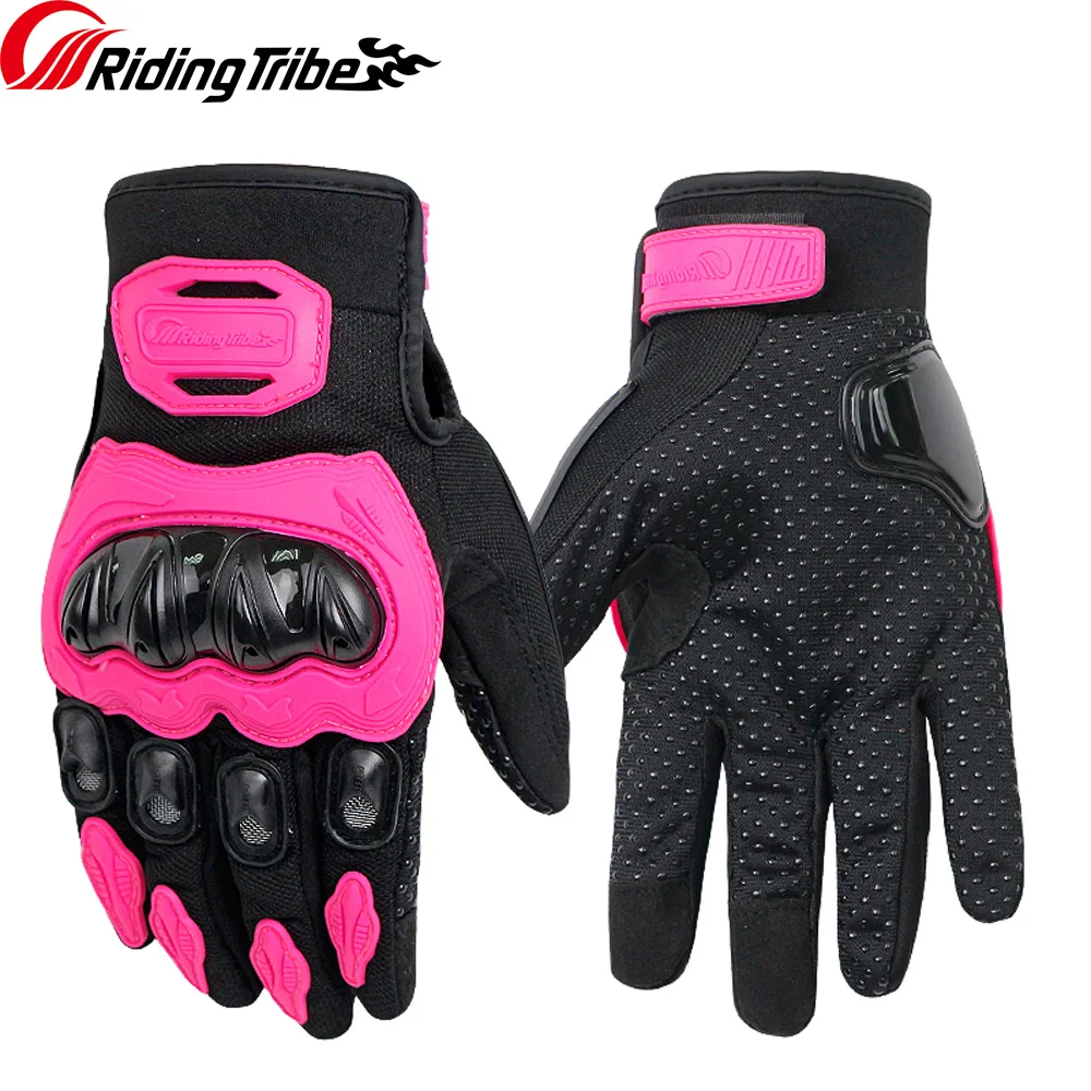Motorcycle Gloves for Men Woman Breathable Non-slip Touch Screen Riding Racing Driving Outdoor Sport Protective Gloves MCS-21 - Цвет: Pink