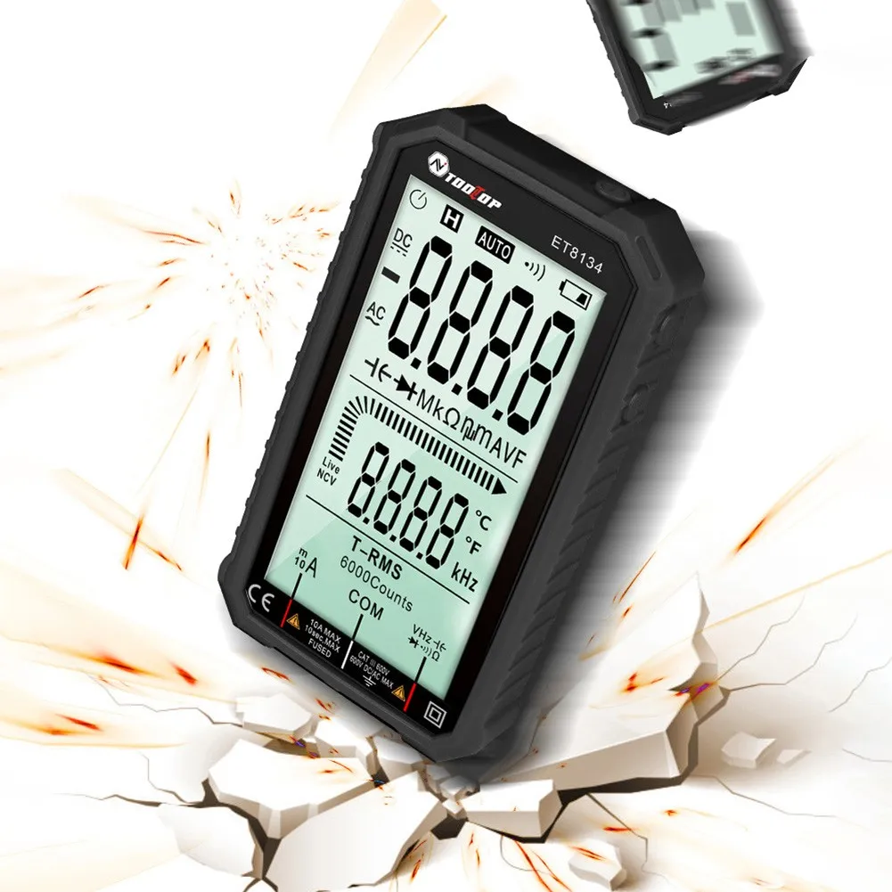 

TOOLTOP ET8134 Full-Screen Multi-Function Multimeter Color Change Alarm Function Metal Plastic Durable Multifunction Multimeter