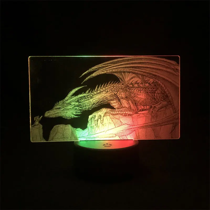 

Remote Control Two Tone Lamp Bedroom Two Tone Led Light Two Tone 3D Lamp Table Brave Man Fights A Dragon Present Projector