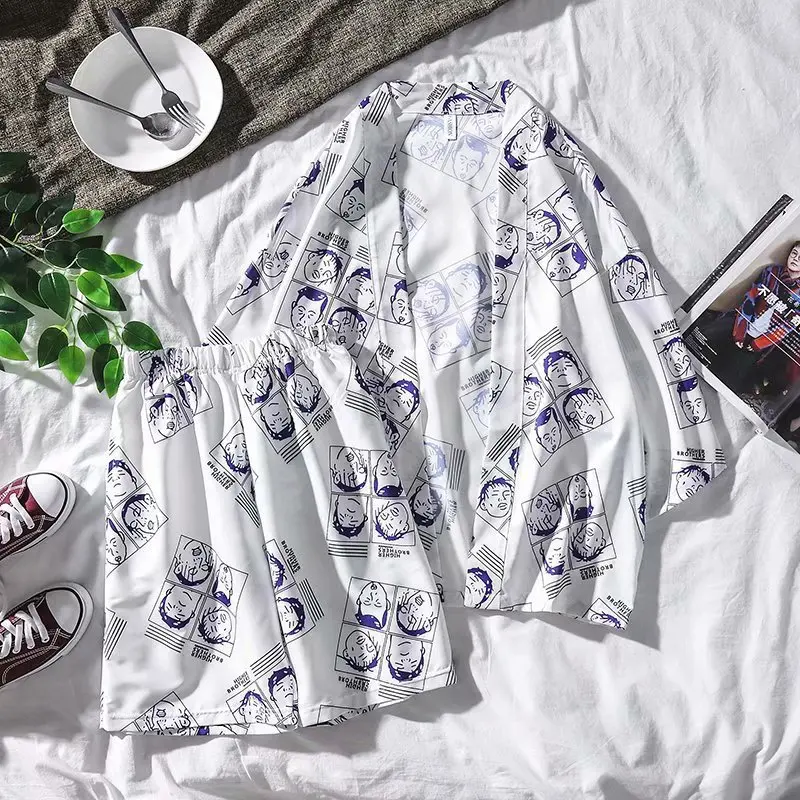 

Japanese Kimono Cardigan Men 2019 Japanese Fashion Shirt Kimonos Samurai Costume Japanese Pajamas Yukata Haori