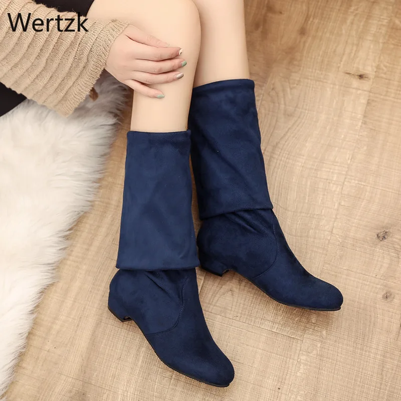 Облегающие сапоги Пикантные замшевые женские зимние выше колена Женские модные