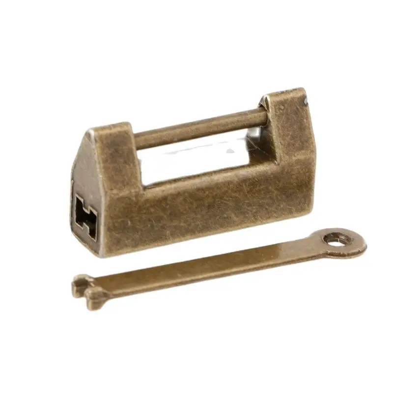 

Chinese Old Style Lock Vintage Brass Padlock Wedding Jewelry Box Catch With Key