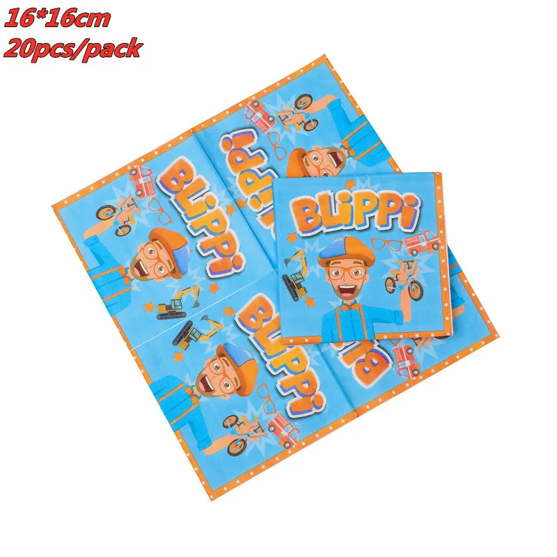 

English Teacher Blippi Theme Party Decoration Tableware Paper Cup Plate Napkin Baby Shower Balloons Kids Birthday Party Supplies