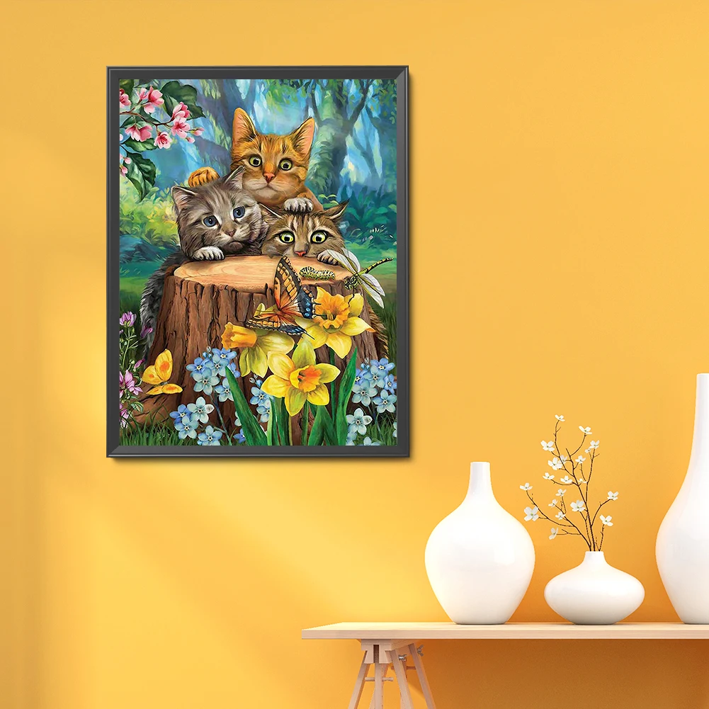 Набор для алмазной вышивки с изображением трех котов | Дом и сад