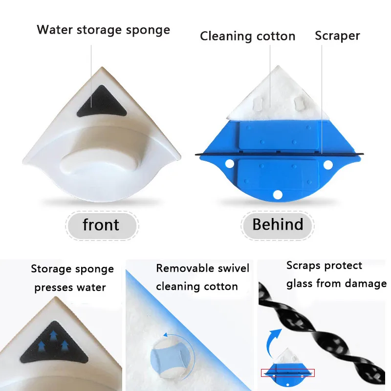 Магнитная щетка для мытья окон двусторонний бытовой прибор чистки стекол