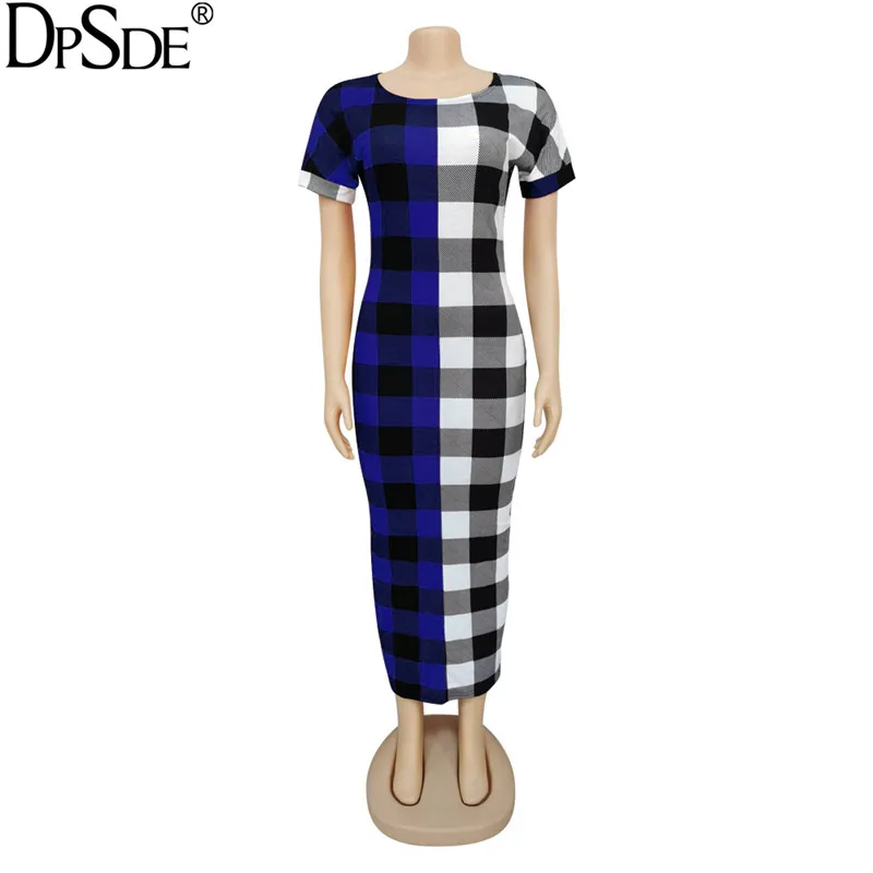 Модное облегающее платье DPSDE с О образным вырезом красного и синего цвета Осеннее