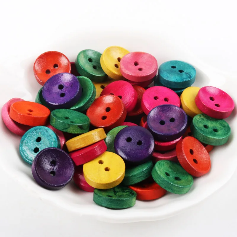 Круглые деревянные декоративные пуговицы Случайные Смешанные 15 мм Скрапбукинг