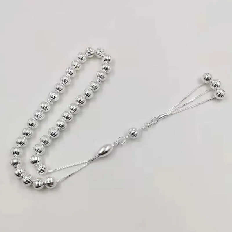 Серебряный мусульманский браслет из серебра 100% пробы Tasbih 925 чистого четки 33