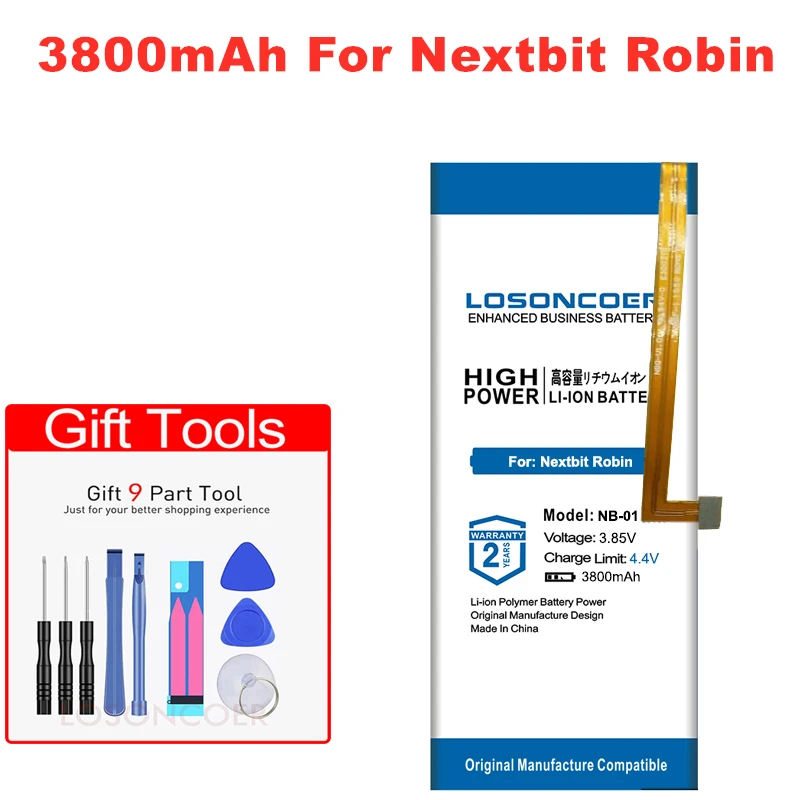 LOSONCOER 3800mAh NB 01 запасная батарея для Nextbit Robin смартфон встроенный литий ионный