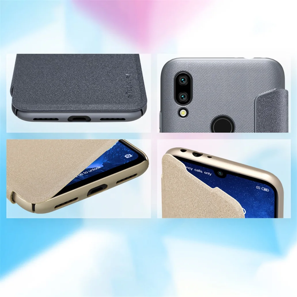 Для Xiaomi Redmi 7 5 6 6A флип кейс NILLKIN Sparkle Luxuly супер тонкий чехол из искусственной кожи
