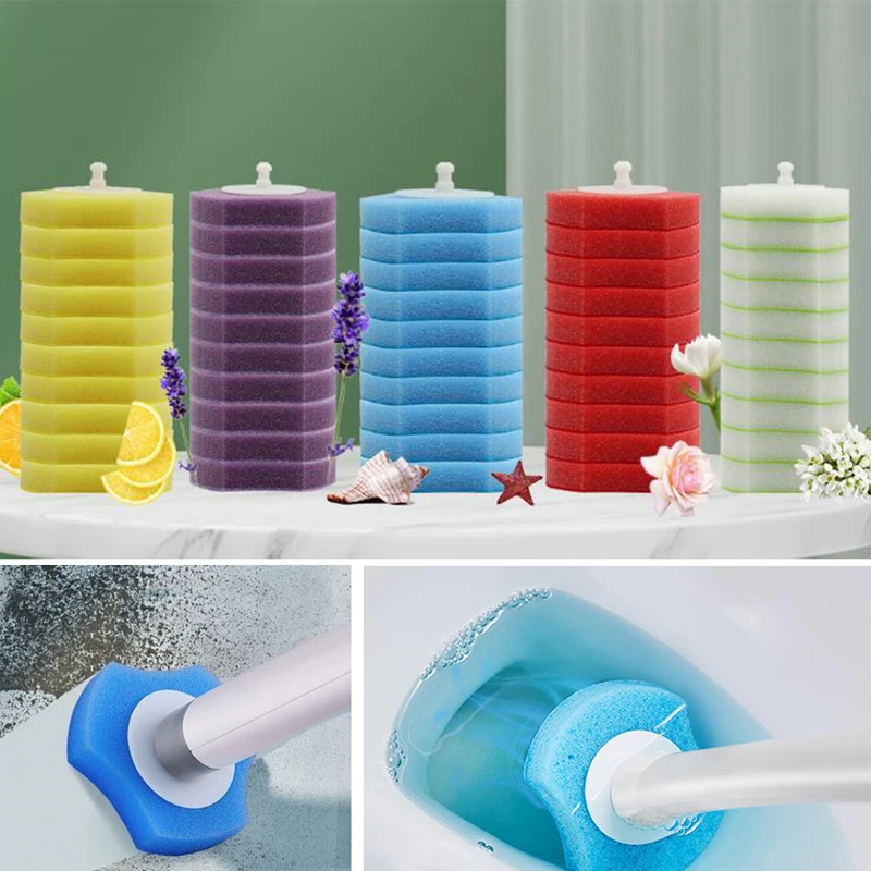 

10 шт., одноразовые щётки для унитаза, с длинной ручкой