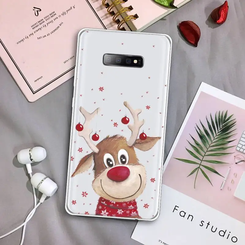 

Merry Christmas elk snowman Phone Case Transparent For Samsung Galaxy A 71 21s S note 8 9 10 plus 20 ultra