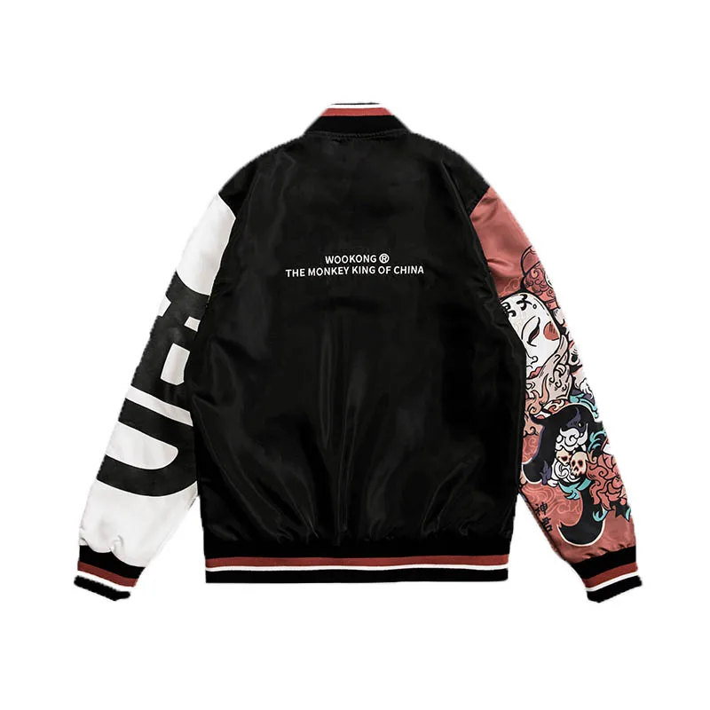 Китайская уличная вуконг вышитая бейсбольная куртка мужская повседневная кофты