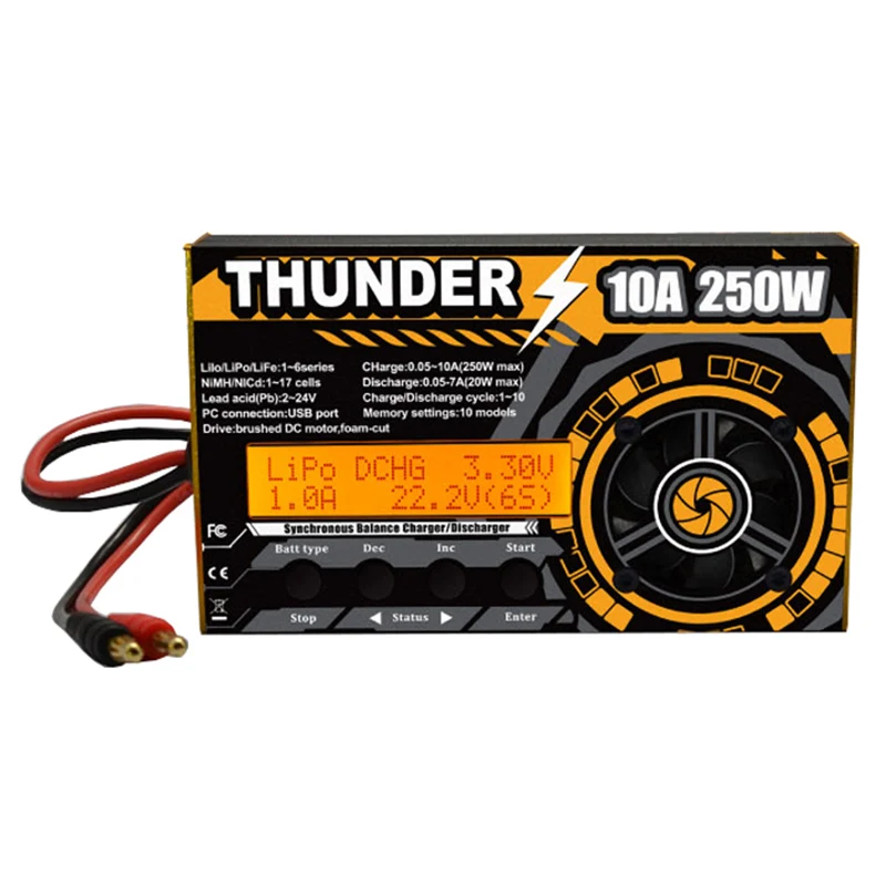 HOTA Thunder 250 Вт 10A DC балансирующее зарядное устройство Dis с адаптером питания 15 в 6 А