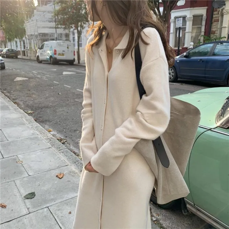 

Wavsiyier Woman 2020 Autumn Casual Warm Knitted Winter Thick Pollover Korean Style Sweater Dress Women Jumper Dresses Solid New