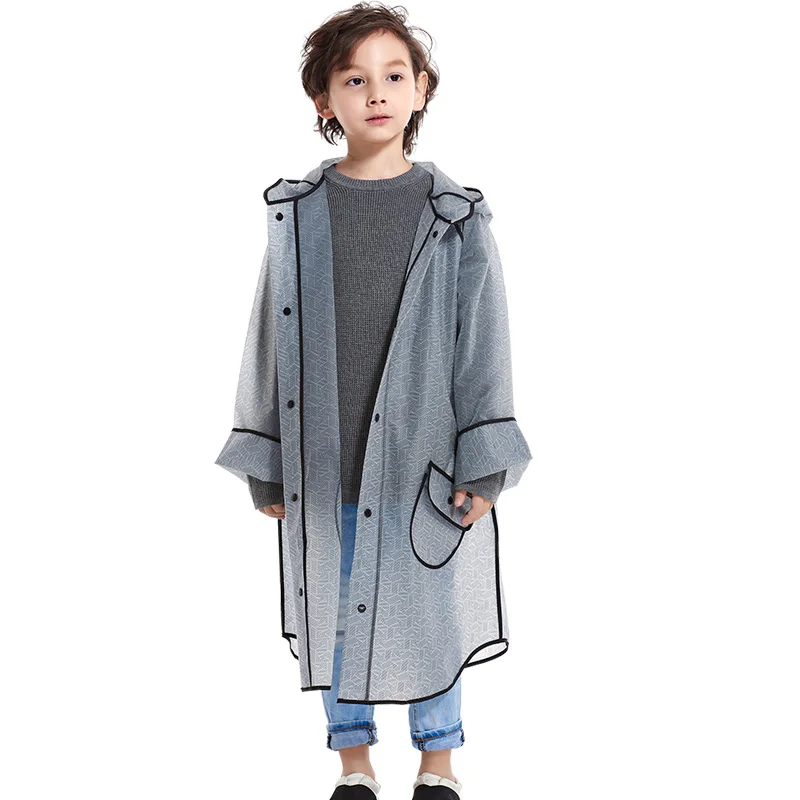 

Boys Transparent Raincoat Jacket Hood Plastic Clear Waterproof Kids Raincoat Poncho Children Girls Veste Pluie Rainwear AD50RC